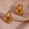 Boucles d'oreilles cerceaux INS 18K Gold Silver PVD Plaqué en acier inoxydable coeur Amour Boucle d'oreille pour les femmes Gift bijoux hypoallergénique imperméable