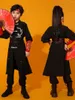 Bühnenbekleidung 2024 Ballsaal Hip Hop Dance Kostüme für Mädchen Schwarzer Anzug chinesischer Jungen Jazz Performance Kleidung DQS16209