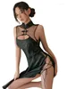 Lässige Kleider Retro -Stil Unterwäsche Sexy Pyjamas Split Qipao Uniform Kleid elegante Aushöhlung Aushöhle aus der Pfanne Schnalle Stehkragen 688 KCBC