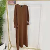 Robe de prière Couleur solide Jazz crêpe Dubaï Musulman turc Abaya Vêtements islamiques lâches Femmes Modestes tenues Ramadan Eid Hijabi 240423