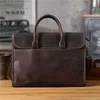 Briefzüge Einfacher Vintage echte Leder -Aktentasche täglich Arbeit Luxus Computerhandtasche Brown Messenger Tasche