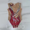 Scen Wear Liuhuo Rhythmic Gymnastics Leotards Girls Synkroniserade Simning Suits Team Sports Competition Teamwear Red Color