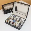 Vansiho Pu Leather Display Rangement Collection Organisatrice Boîte de montre pour hommes Watch Base Watch Affichage avec verre en verre 240418