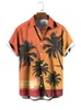 Chemises décontractées pour hommes Beach Sunset 3d Impression numérique Shirt Hawaiian Summer Loose et confortable Short-Sleeved Daily Outdoor