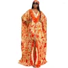 Ethnic Clothing Middle Eastern Style Retro Long Robe Printed Large Hem With Headscarf Dress European And American Women African