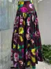 SKIRTS SEASIXIXIANG Designer de moda Primavera Salia de algodão Salia feminina High Waiste Rose Estamada floral Festa vintage Sicily Long