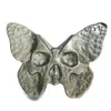 Decoração de Halloween Obsidiana Natural Cristal Butterfly Skull estátua Energia Cristais de Cura de Pedra Desturação Home 240430