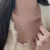 Collier d'oreille de blé diamant étincelant avec un nouveau petit et populaire design de luxe élégant chaîne de collier Instagram