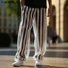Herrenhosen Incerun 2024 American Style Hosen gestreiftes Mesh transparent lange Freizeit Nachtclubs All-Match Pantalons S-5xl
