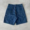 Short masculin American rétro multi-poche lavée et en détresse Denim capris pantalon masculin pantalon masculin