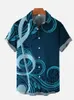 Casual shirts voor heren mode Hawaiian Art Music Elements Opmerkingen 3D Drukklassiek klassiek shirt met korte mouwen voor heren Harajuku