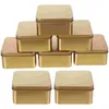 Opslagflessen 10 PCS vierkante blikdoos Kleine Geschenk Candy Packaging Wedding (Gouden middelgrote) 10 -stks metaal met deksellijsten leeg