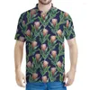 Polos pour hommes Protea Flower Match Polo pour hommes 3d T-T-Floral Street Street Button Shirt Summer Soule