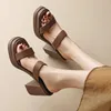 Sandals Leehmzay Taille 34-40 Real Leather Femmes Mules Plateforme High Heels Summer Summer Slippers Sexy Party