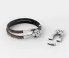 5 conjuntos Antique Silver Double Strand Flor Wishbone Clop Bracelet Achetings para Cord1864207 de couro plano de 5 mm1864207