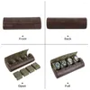 Watch Boxes CONTACTS FAMILY Portable Cowhide Leather Roll Storage Case 4 Slots Travel Organizer Watches Jewelry Display Collector Box