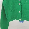 Tricots des femmes tricots tricot court mohair laine cardigan bouton de cristal couleur solide simple poitrine en V 2024 tardif de début automne