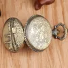 Relojes de bolsillo Old Fashion Castle Timepiece Collar Chain Quartz Watch para hombres Sweater Costeo de suéter Número árabe Reloj regalo