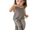 Juegos de ropa 2024 niñas 2 pcs chaleco rayado pantalones largos de algodón de verano trajes para niños 2-8 años WW917