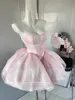 Reddachic Prinzessin Pink Mini Abendkleid Lolita Tutu mit Zug Schnürraub geschwollene Unterrock-Schal-Achselzucken Frauen 3-teiliger Set 240425