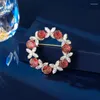 Brooches FXLRY Clothing Suit Jacket Coat Accessories Multi-purpose Zircon Flower Wreath Brooch For Women