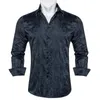 Chemises pour hommes gris foncé paisley de soie solide slim fit slim à manches longues.