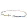 Bracelets de liaison massesese S925 Couleur en argent sterling couleur zircon rond de diamant de diamant en diamant la chaîne de hip hop hip hop tendance