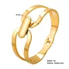 Bracciale oro in oro da 18K per donne uomini maschile geometriche a doppio strato bracciale in acciaio inossidabile fascino trendy gioielli artigianali lucidati