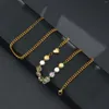 Ketten Goldfarbe Doppelschicht Kette Hang Herz Anhänger Halskette Choker High-End Edelstahlschmuck Geburtstagsfeier Geschenk für Frauen