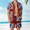 Tracksuits voor heren strandpak glitter union jack vlag uk sequin 2 stuks 2 stuks coördinaten vintage nieuwigheid