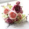 Dekorative Blumen realistische Seiden Pfingstros Biegebouquet Home Decor Accessoires Hochzeitsparty Scrapbooking gefälschte Pflanzen DIY POM Künstliche Rosen