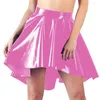 Röcke Damen hohe Taille nasse PVC Leder unregelmäßiger Schwung Rock Damen A-Line Knie-Länge Schwalbenschwanz Hochglänzung Party Clubwear 7xl