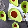 Platos verdes lindo forma de aguacate plato de cerámica respetuosa ambientalmente fruta ensalada de fruta bocadillo para horno lavavajillas de microondas disponibles