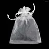 Enveloppe-cadeau blanc 25pcs Organza Sac Bijoux Pounch Eugen Yarn 7x9 9x12 10x15 13x18 17x23cm Décoration de mariage favori