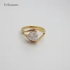 Cluster Anneaux jaunes Gold plaqué 8 mm Triangle Cz Stone Lady Ring Unique Design Sz 7 8