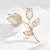 Broschen Fashion Double Flower Edelstein Blumen Brosche für Frauen Einfache zarte Pin -Kleidung Accessoires Hochzeit Brautjungfer Geschenke