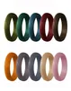 10pack tree bark grain silicone rings rubber Wedding bands for Women size 410234p8051547