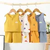 Ensembles de vêtements NOUVEAU COTON GAUZE Coton garçons et filles débardeur + Shorts Suit coréen Childrens Baby Home Clothes Infant 2pcs ensembles