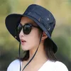 Wide Brim Hats Fishing Hat Sun UV Protection Bucket Summer Men Women Large Hiking Outdoor With Chain Strap