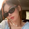 Sonnenbrille koreanischer Stil Mädchen Sonnenbrille Mode Oval Form Hip Hop Y2K Stylish für Frauen Anti-Glare weiblich