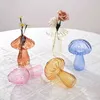 Planters Pots Mushroom Glass Flower Vase Hydroponic Transparent Flower Terrarium Flower Bottle Desktop Decor Glass Pot Aromatherapy Bottle