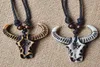 Hanger kettingen yak bot charme koe bull os hoofd schedel lederen touw ketting sieraden accessoires verstelbaar4551139