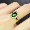 Cluster Rings Fashion Ring 925 Silver Jewelry Oval Shape Emerald Zircon Gemstone Open Finger For Women Wedding Party Ornaments Wholesale