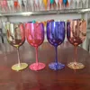 2PCSlot 16 oz 4 Color Red Wine Plastic Cup Elektroplating Goblet Outdoor Camping Familie Gebieden Juice Champagne Glass 240430