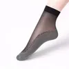 Frauen Socken 5pairs Haut Schwarz Seide Transparent Dünn atmungsaktiv