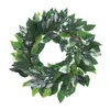 Dekorativa blommor 45 cm Artificial Green Banyan Leaf Wreath Greenery With Leaves To Fra Door Farmhouse Home Wall Window Decor
