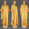 Ethnic Clothing Middle Eastern Style Retro Long Robe Printed Large Hem With Headscarf Dress European And American Women African
