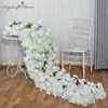 Hortensia de rose blanche Grande fleur Ball Plantes vertes artificielles Rowner Runner Mariage de mariage décor Floral Wall Party Props 240416