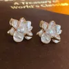 Dangle Kronleuchter Perle Drop Oil Blume Ohrringe Mode vielseitige Silbernadelohrohrringe Luxus personalisierter wunderschöner Schmuck