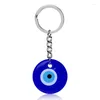 Keychains 12pcs Blue Evil Eyes Schlüsselbund Mode glückliche türkische Schlüsselring DIY -Autos Halter -Accessoires